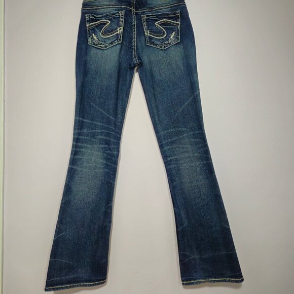 Silver Jeans AIKO Bootcut Denim Embroidered Med Wash Womens 30x32 Tag (28x33) - Picture 2 of 16